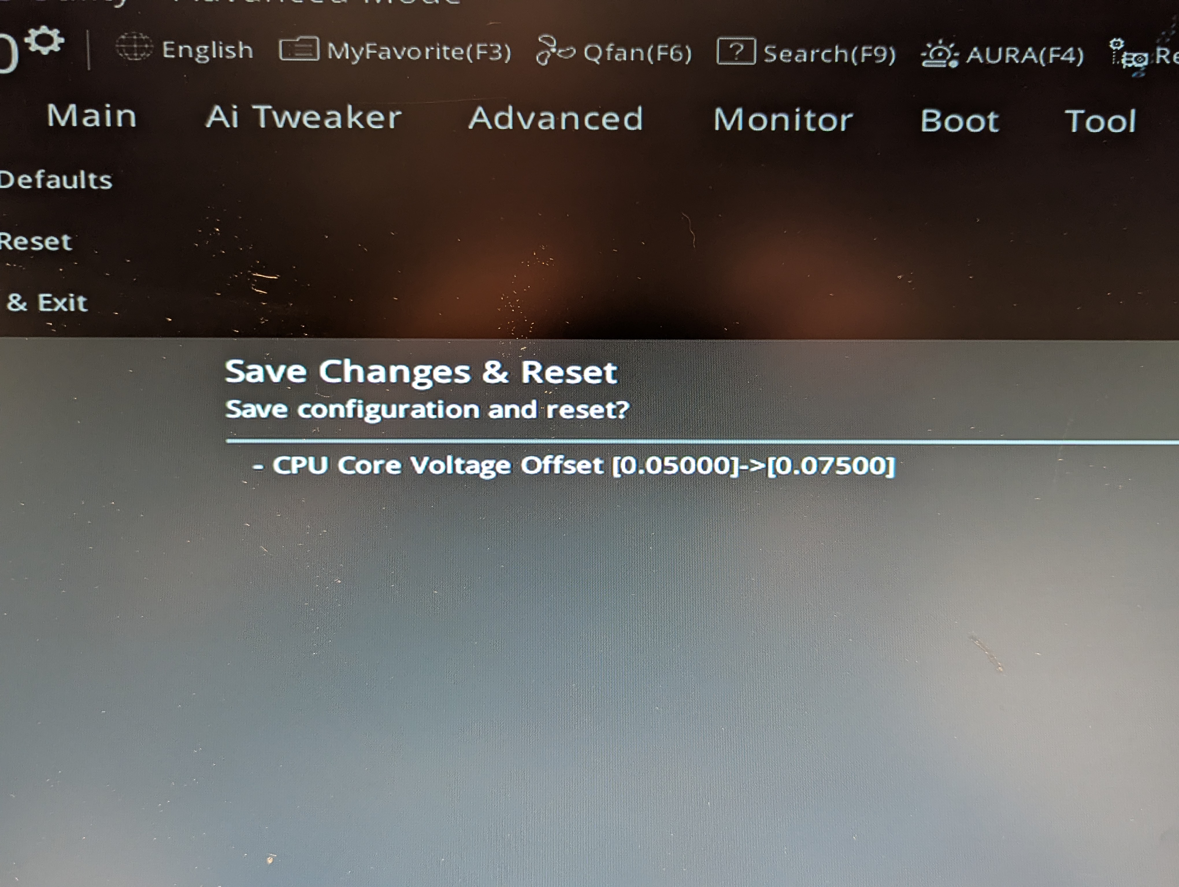 BIOS settings for -0.075V undervolt